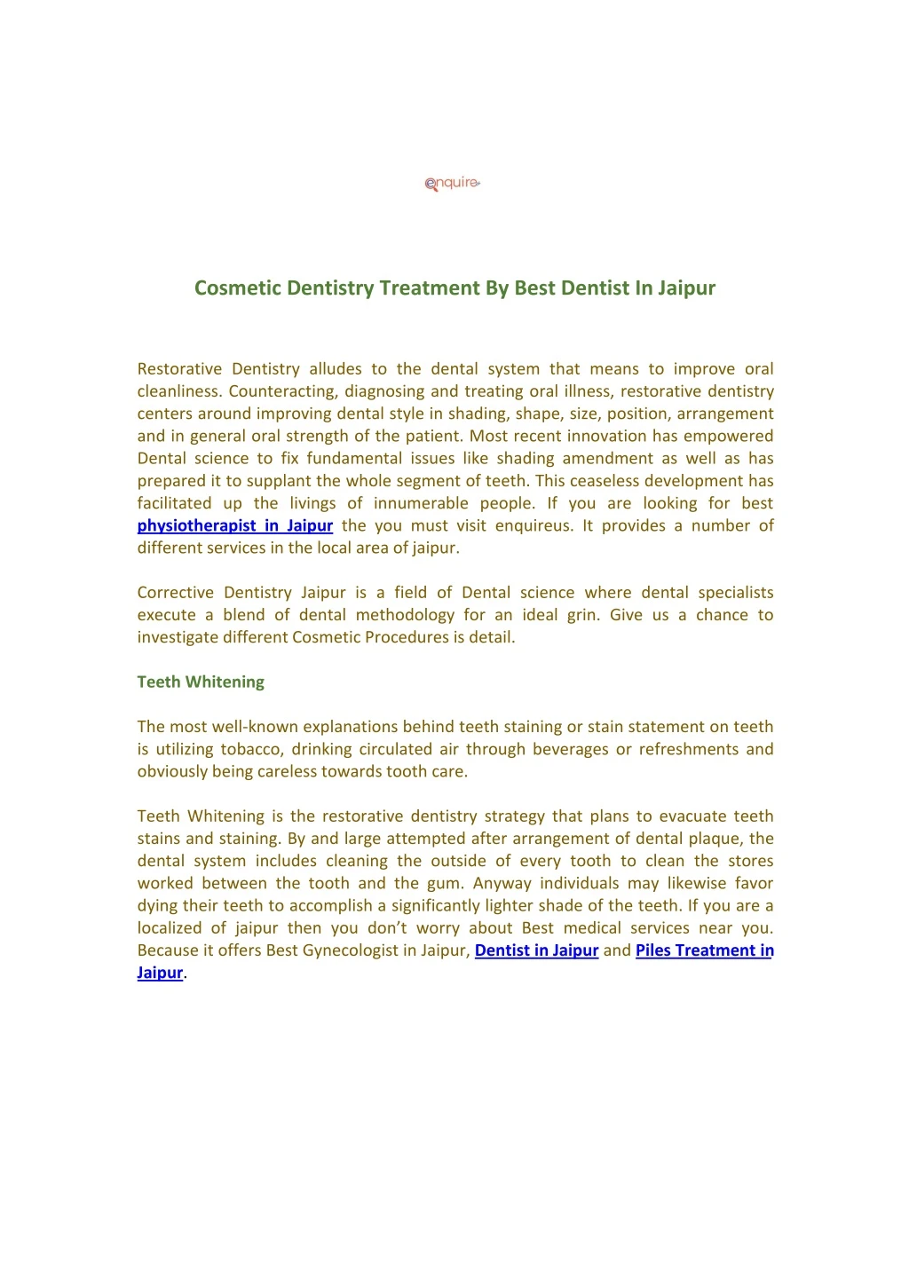cosmetic dentistry treatment by best dentist