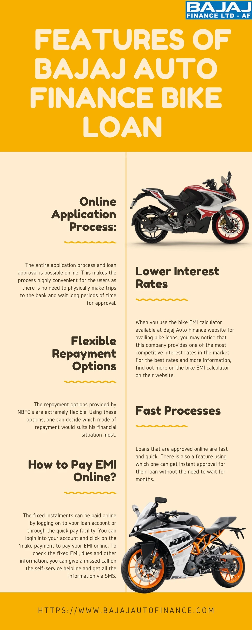 features of bajaj auto finance bike loan