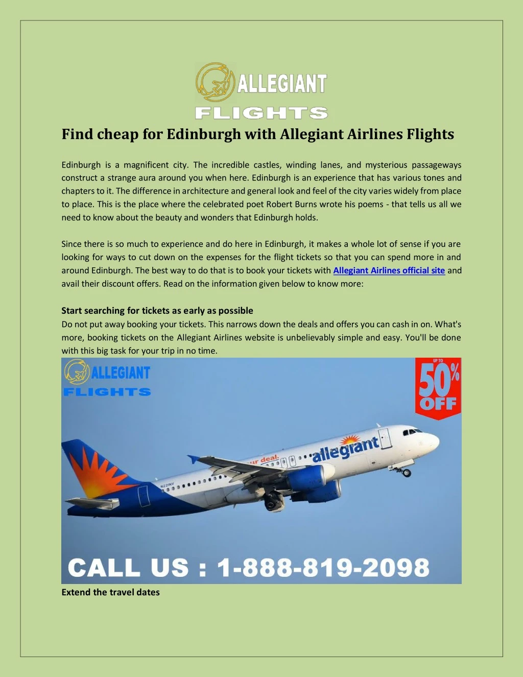 find cheap for edinburgh with allegiant airlines