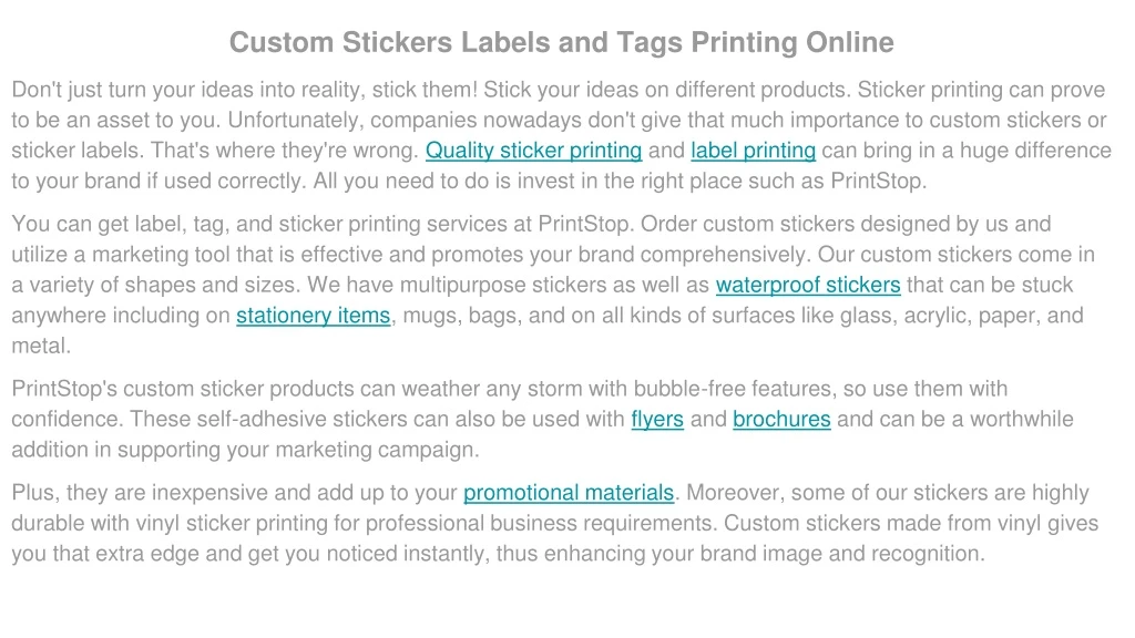 custom stickers labels and tags printing online