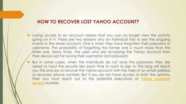 How to recover lost Yahoo Account
