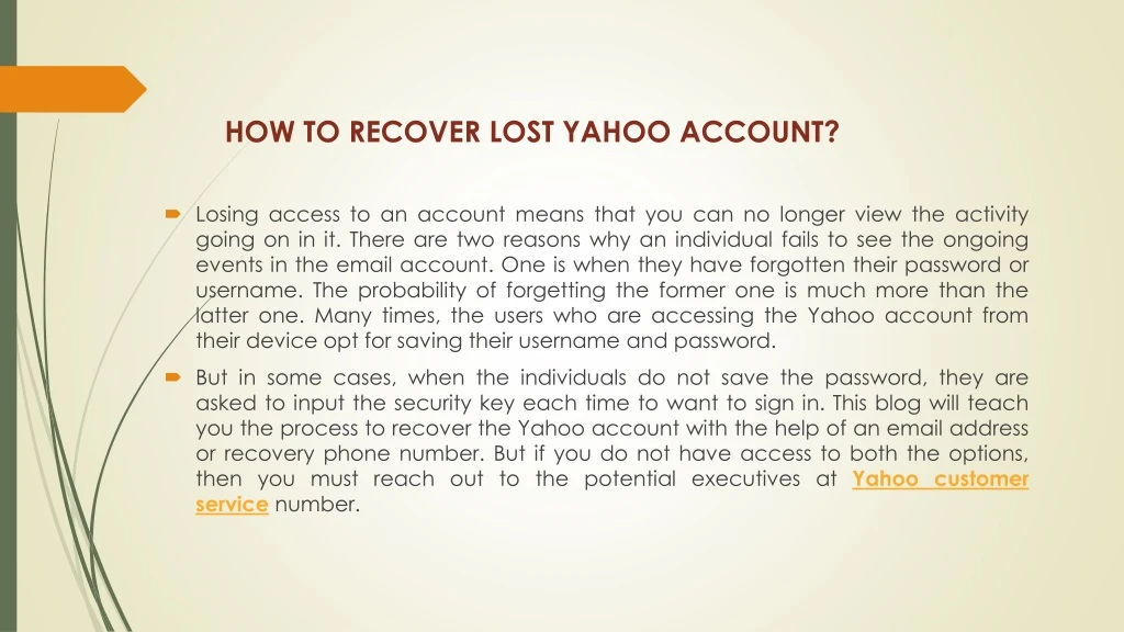 how to recover lost yahoo account