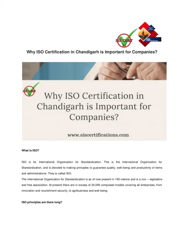 Why ISO Certification in Chandigarh is Important for Companies?