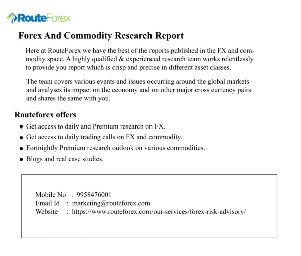 Fx Commodity Trading Research Report Company in Delhi - Route Forex