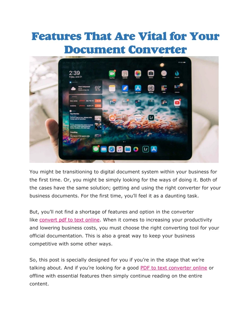 features that are vital for your document