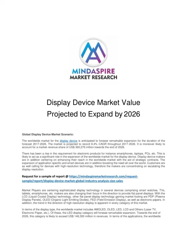 display device market value projected to expand
