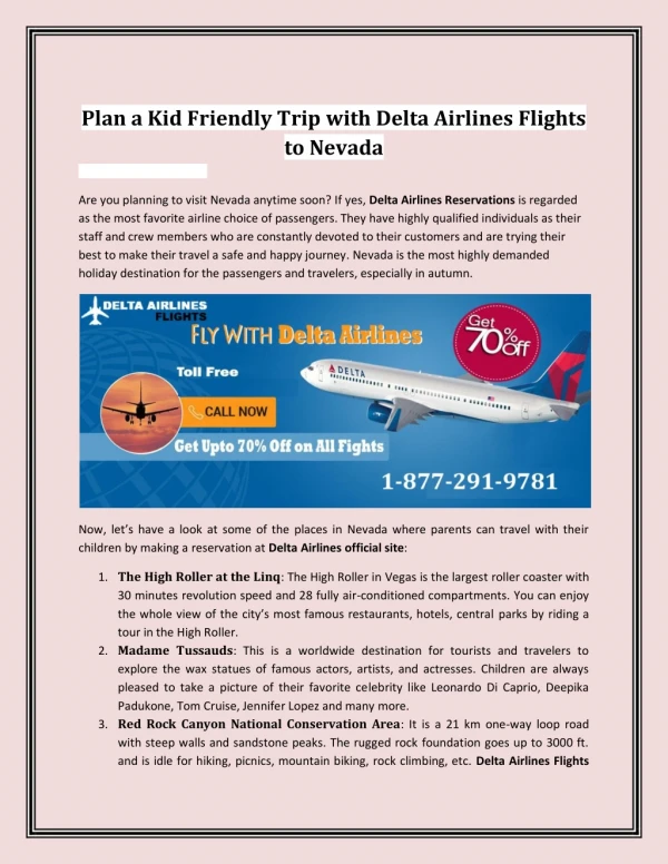 Plan a Kid Friendly Trip with Delta Airlines Flights to Nevada