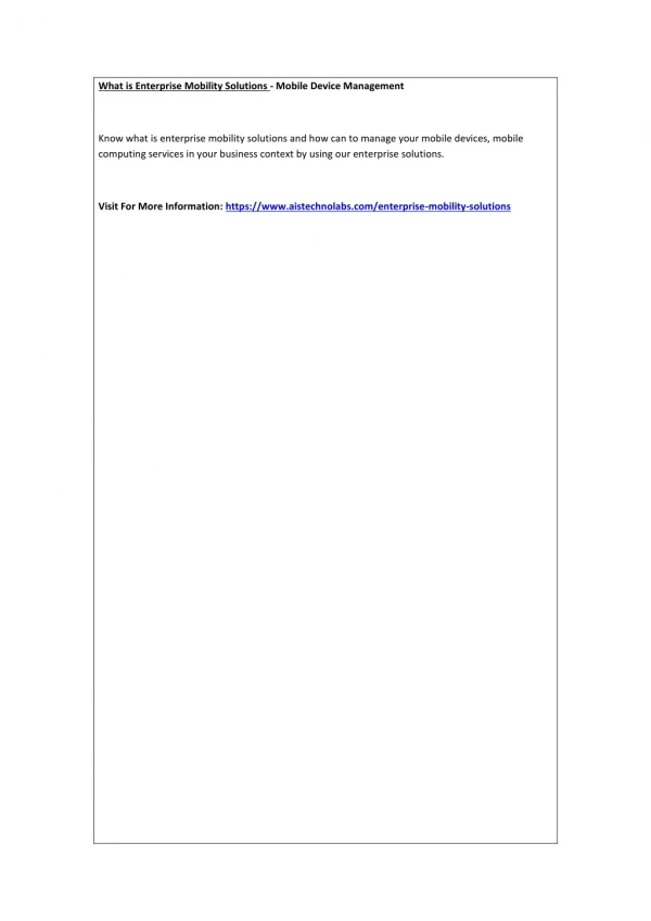 what is enterprise mobility solutions mobile