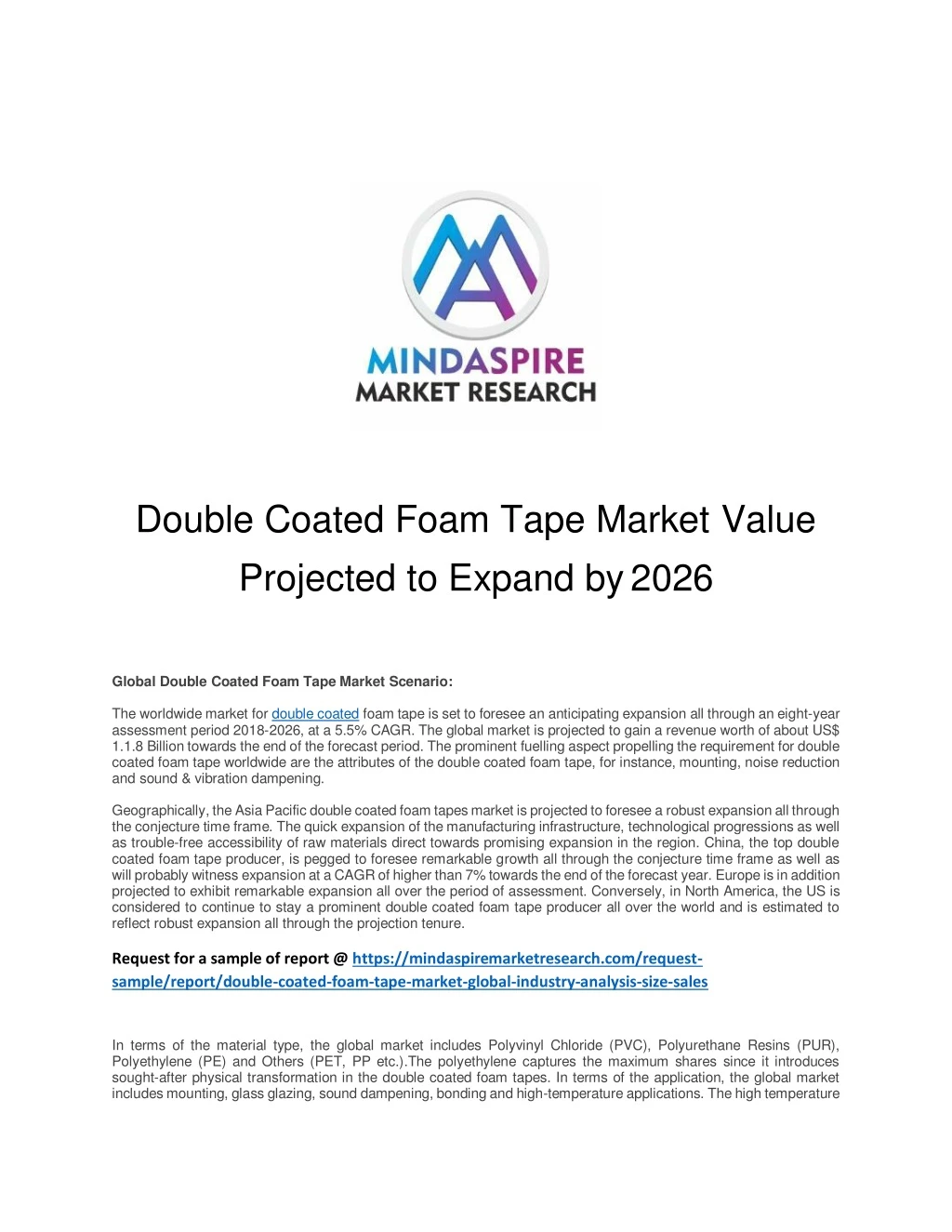 double coated foam tape market value projected