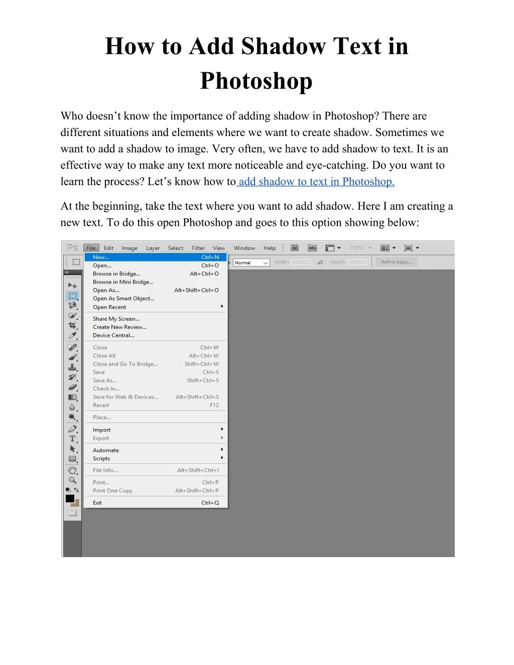 how to add shadow text in photoshop