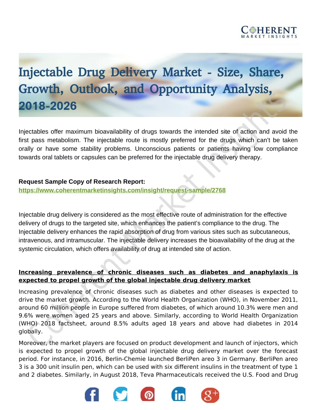 injectable drug delivery market size share