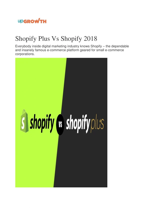 Shopify Plus Vs Shopify 2018