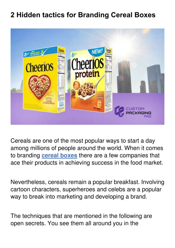 2 Hidden tactics for Branding Cereal Boxes