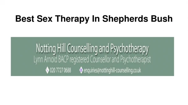 Best Sex Therapy In Shepherds Bush