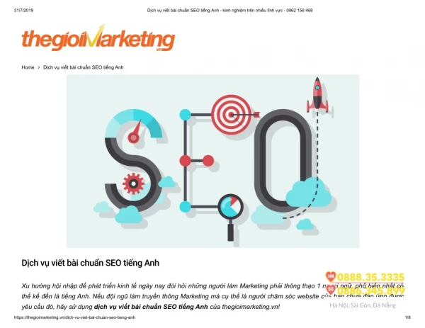 Dịch vụ viết bài chuẩn SEO tiếng Anh - kinh nghiệm trên nhiều lĩnh vực - 0962 156 468