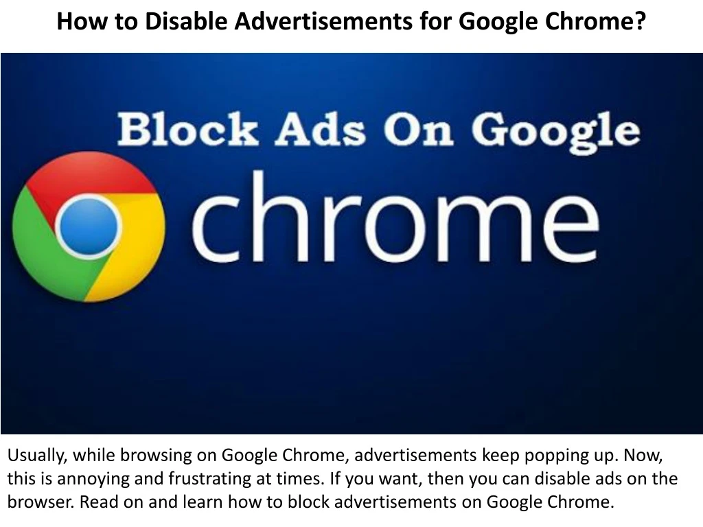 how to disable advertisements for google chrome