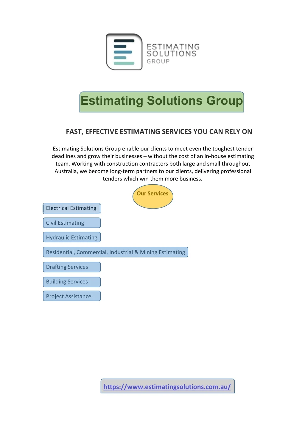 estimating solutions group