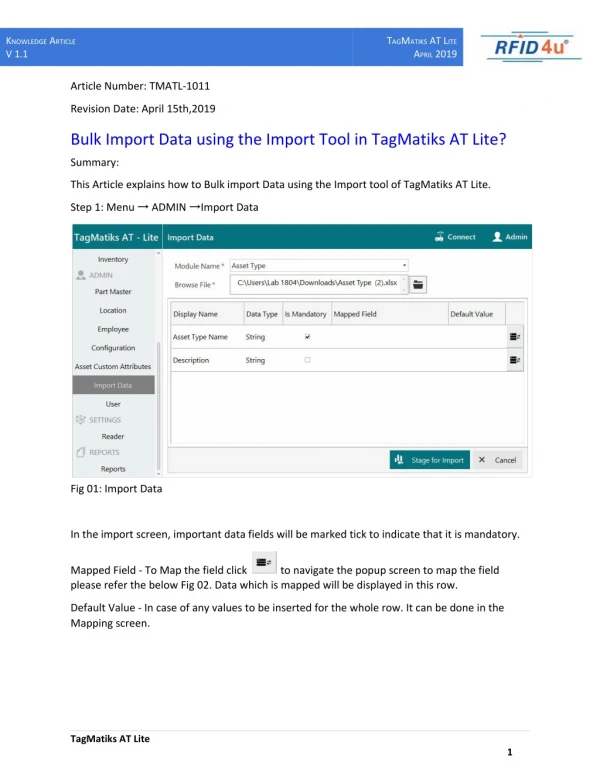 Bulk Import Data using the Import Tool