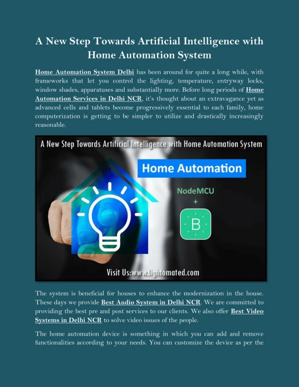 A New Step Towards Artificial Intelligence with Home Automation System