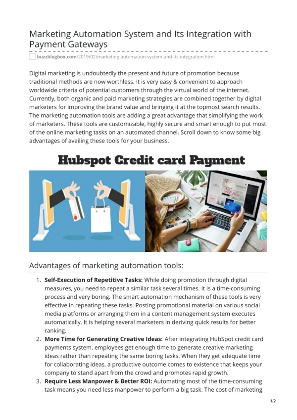 Marketing Automation System and Its Integration with Payment Gateways