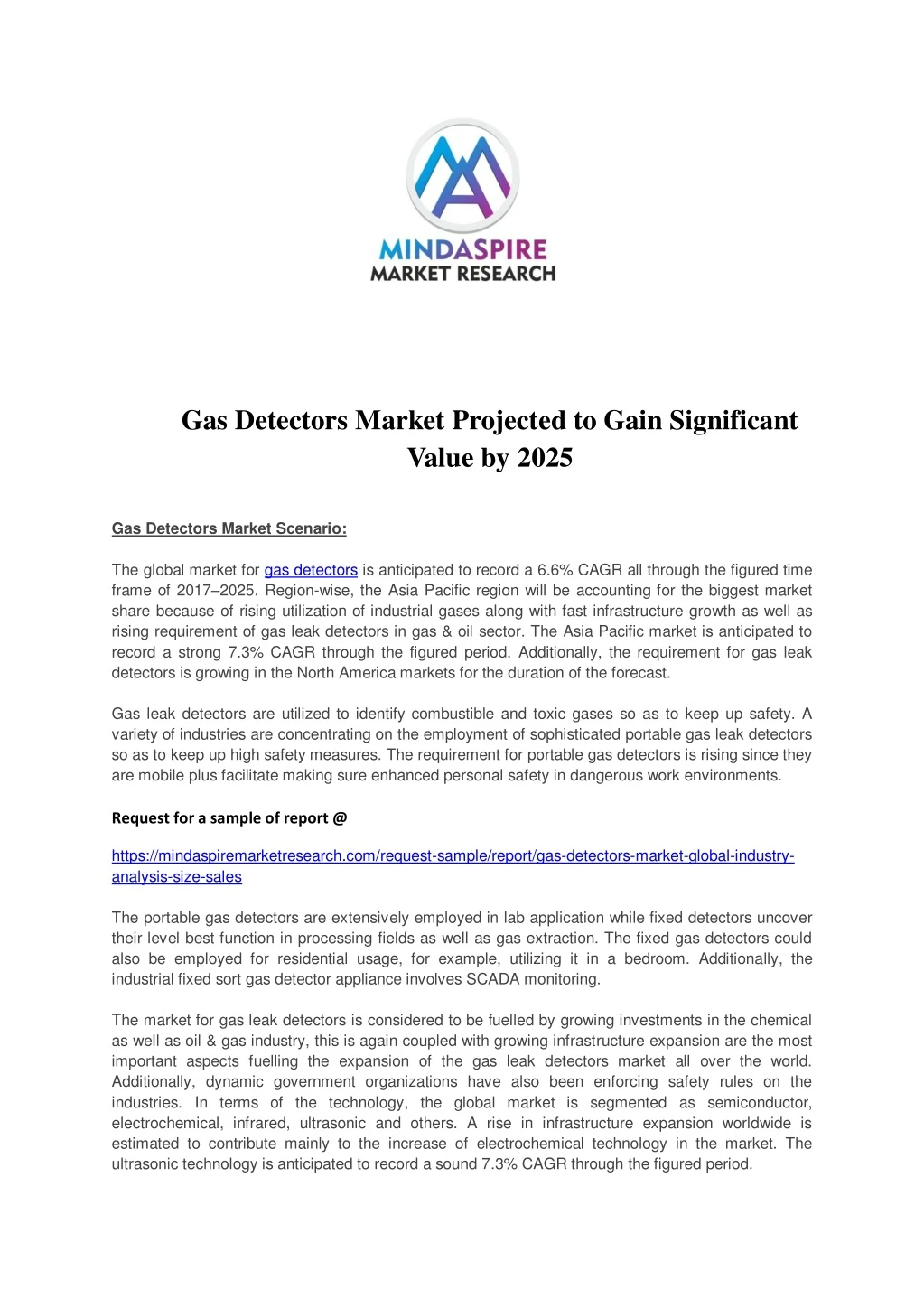 gas detectors market projected to gain