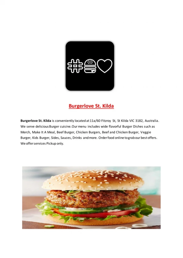 15% Off - #burgerlove St. Kilda-St Kilda - Order Food Online