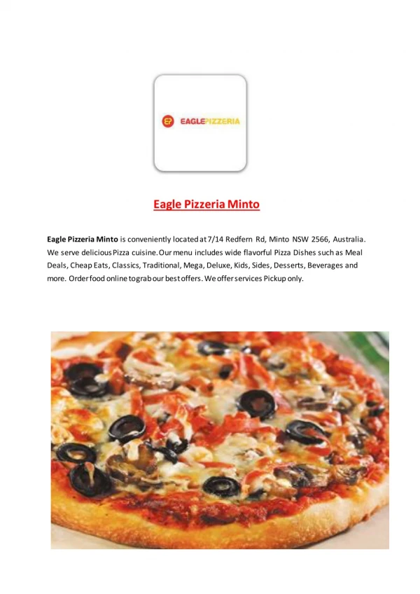 15% Off - Eagle Pizzeria Minto-Minto - Order Food Online