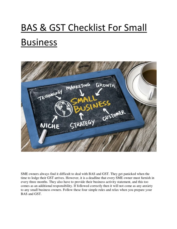 BAS & GST Checklist For Small business