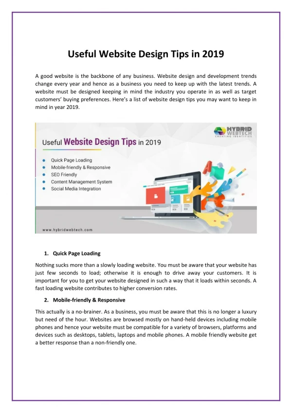 Tips to design a Creative Website in 2019