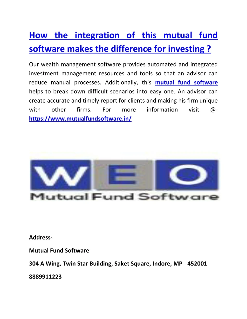 how the integration of this mutual fund software