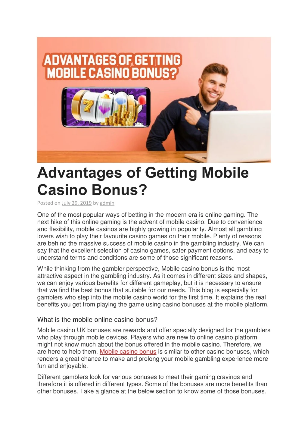 advantages of getting mobile casino bonus posted