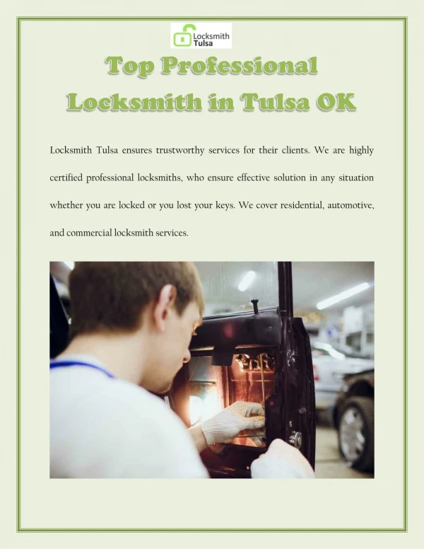 Top Professional Locksmith In Tulsa OK