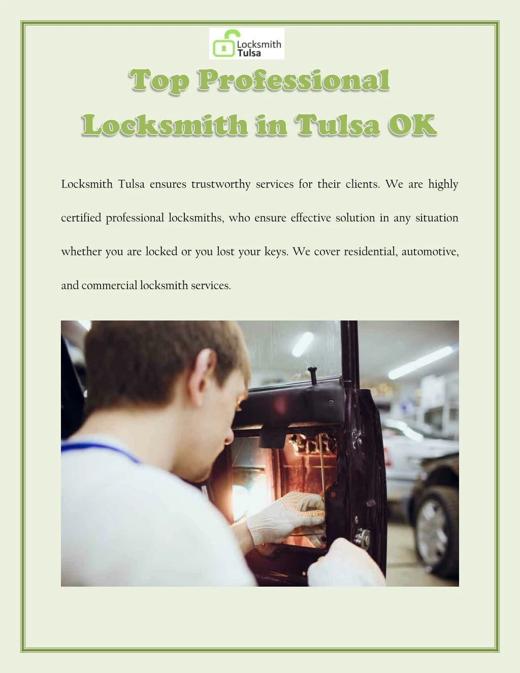 locksmith tulsa ensures trustworthy services