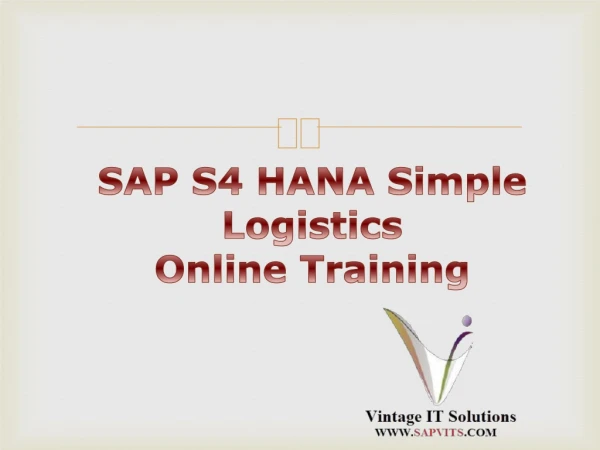 SAP S4 HANA Simple Logistics PPT