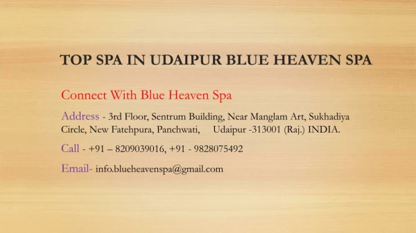 Top spa in Udaipur Blue Heaven Spa