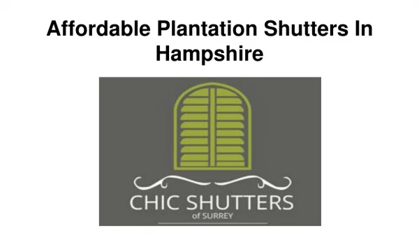 Affordable Plantation Shutters In Hampshire