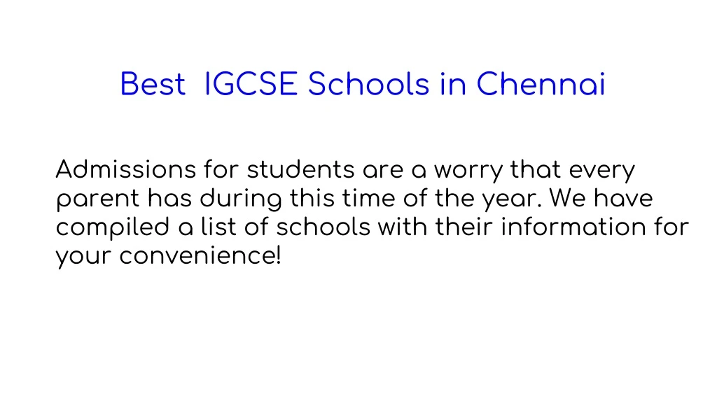 best igcse schools in chennai