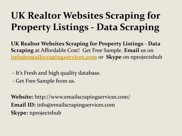 UK Realtor Websites Scraping for Property Listings - Data Scraping
