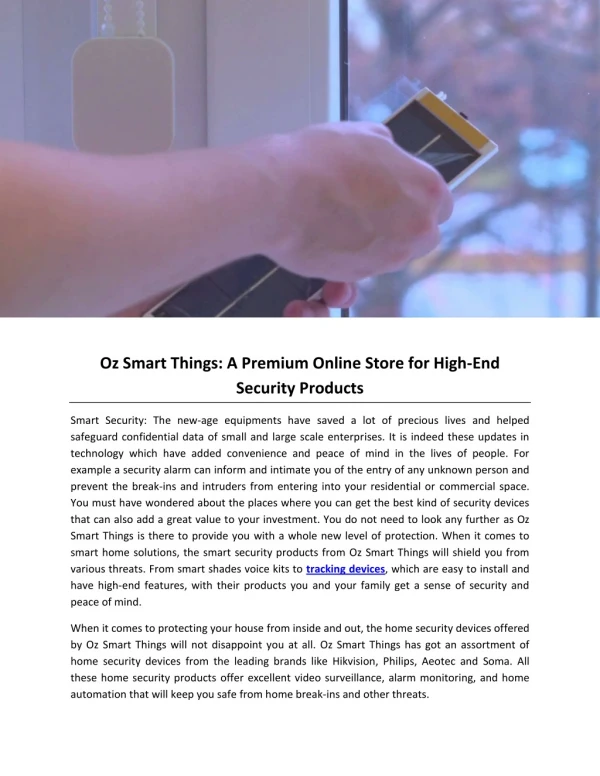 Oz Smart Things: A Premium Online Store for High-End Security Products