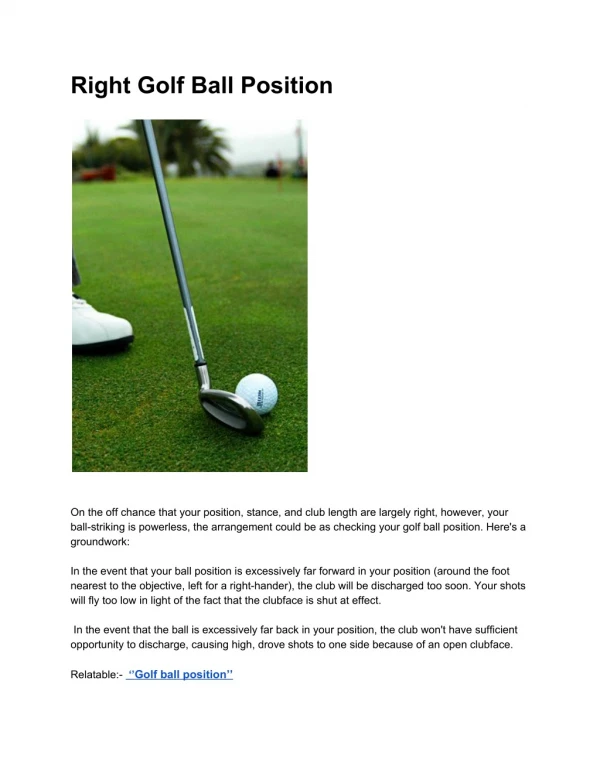 Right Golf Ball Position