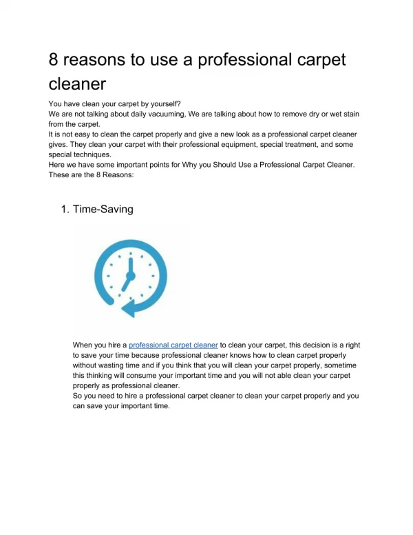 8 reasons to use a professional carpet cleaner