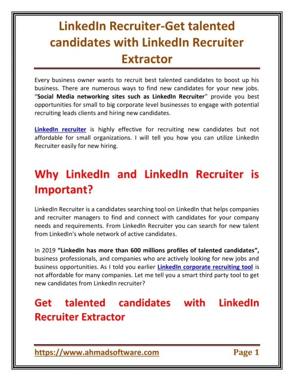 LinkedIn Recruiter-Get talented candidates with LinkedIn Recruiter Extractor