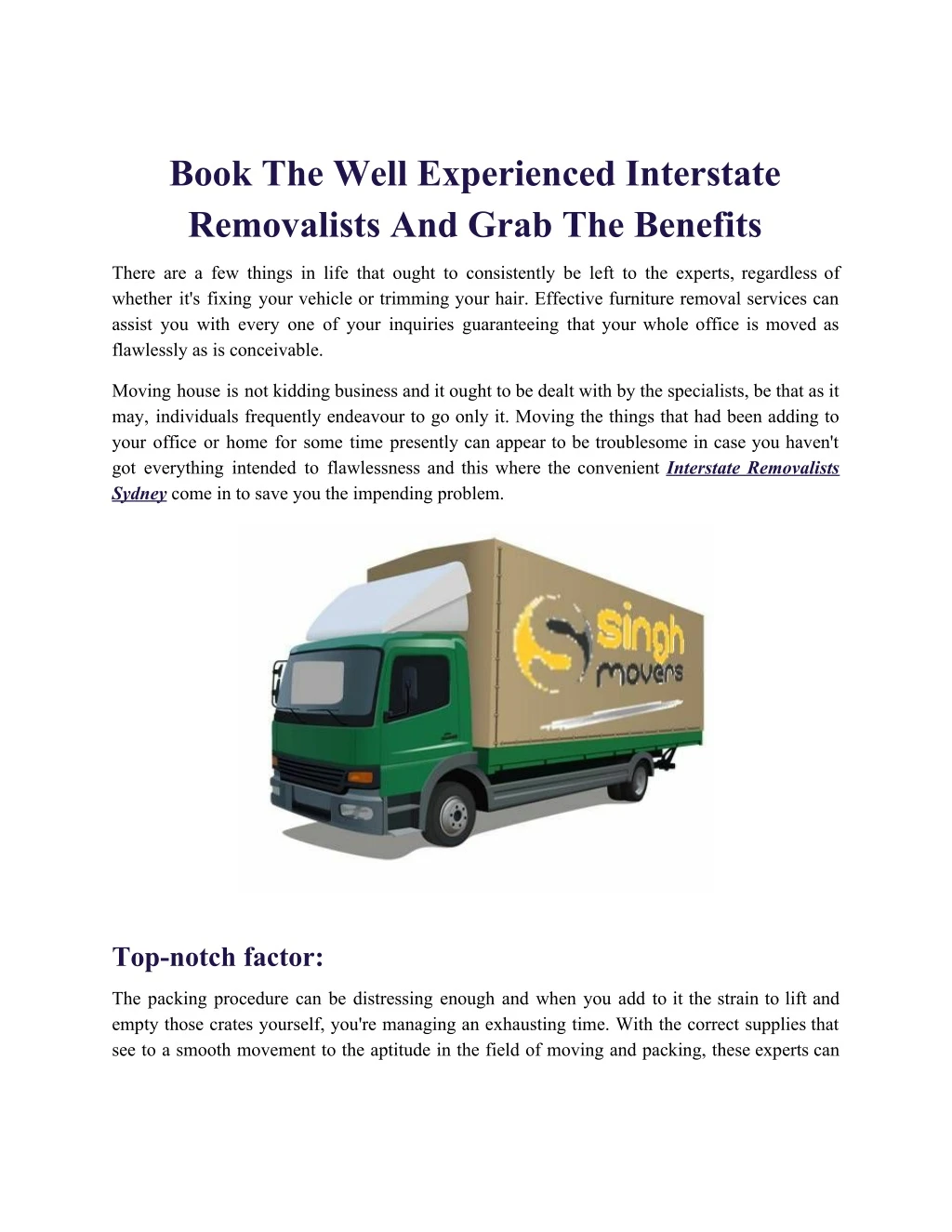 book the well experienced interstate removalists