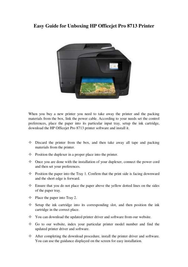 Easy Guide For Unboxing Hp Officejet Pro 8713 Printer