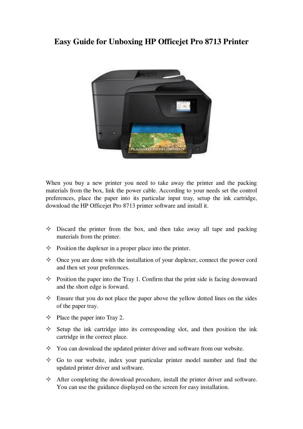 easy guide for unboxing hp officejet pro 8713