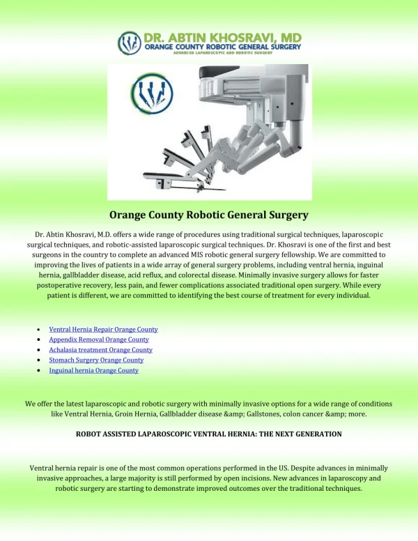 Stomach Surgery Orange County
