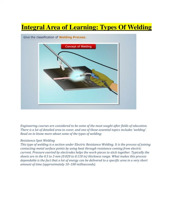 Integral Area Of Learning: Types Of Welding