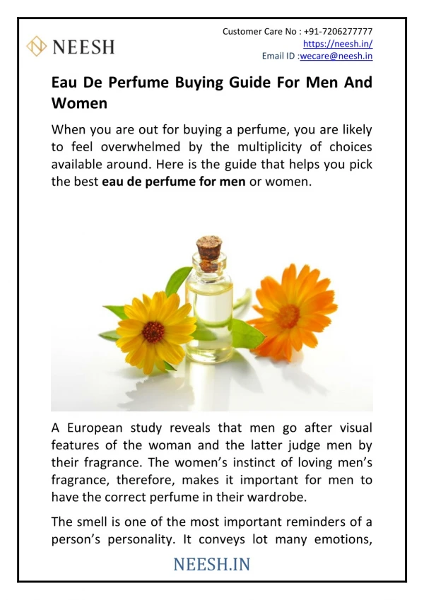 Eau De Perfume Buying Guide For Men And Women