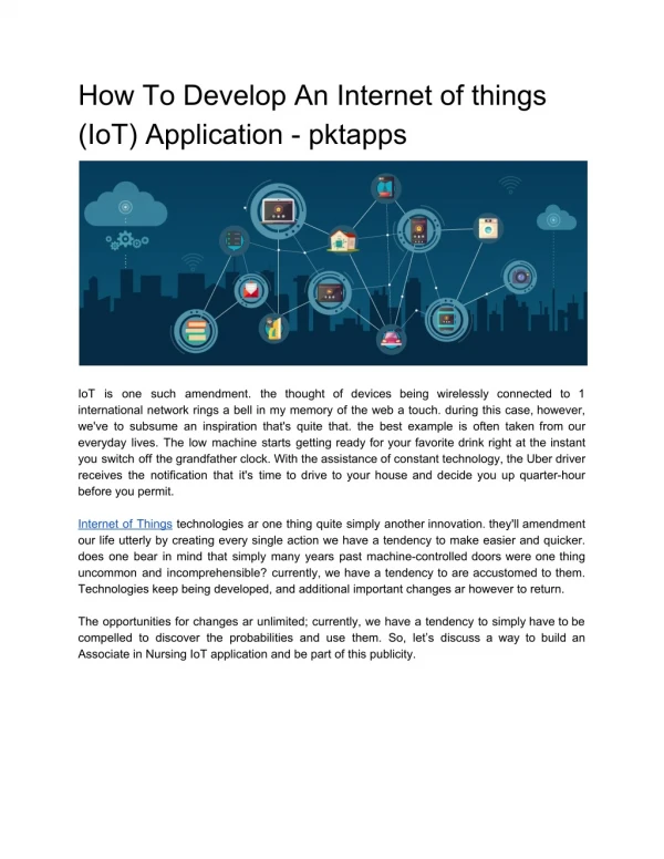 How To Develop An Internet of things (IoT) Application - pktapps