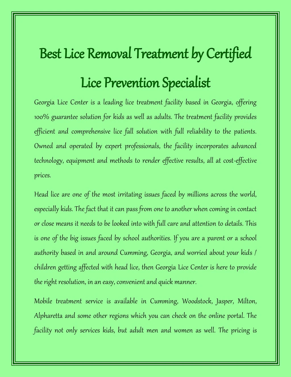 best lice removal treatment by certified best